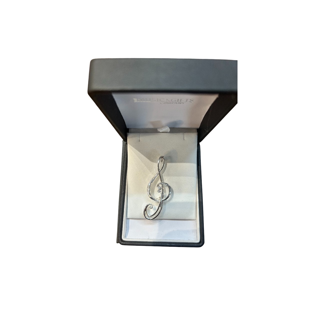 Silver-Plated Treble Clef Brooch